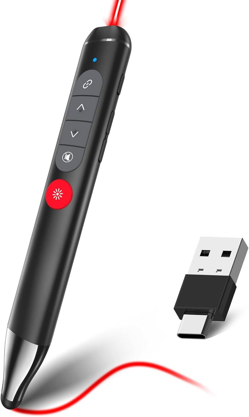 PPTSLID Presentation Clicker with Stylus Pen for Touch Screen, Clicker for Powerpoint Presentations, Computer Wireless Presenter Powerpoint Clicker with Laser Pointer for Presentations Remote Smartboard - Image 1